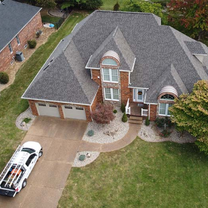 Drone shot of nice house